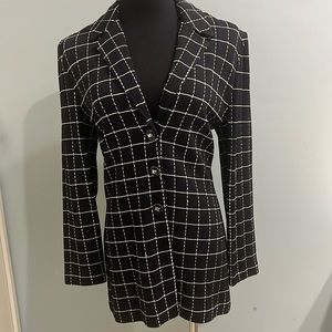St. John Blazer Black and White window pane Size 6